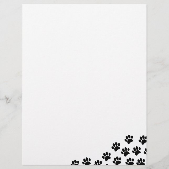 Black Puppy Paw Prints With Custom Text Letterhead (Front)