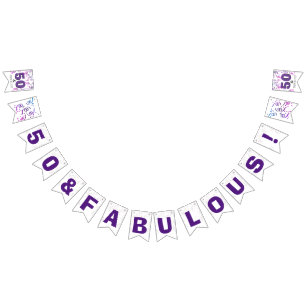 Black Purple   50th Birthday Party Bunting