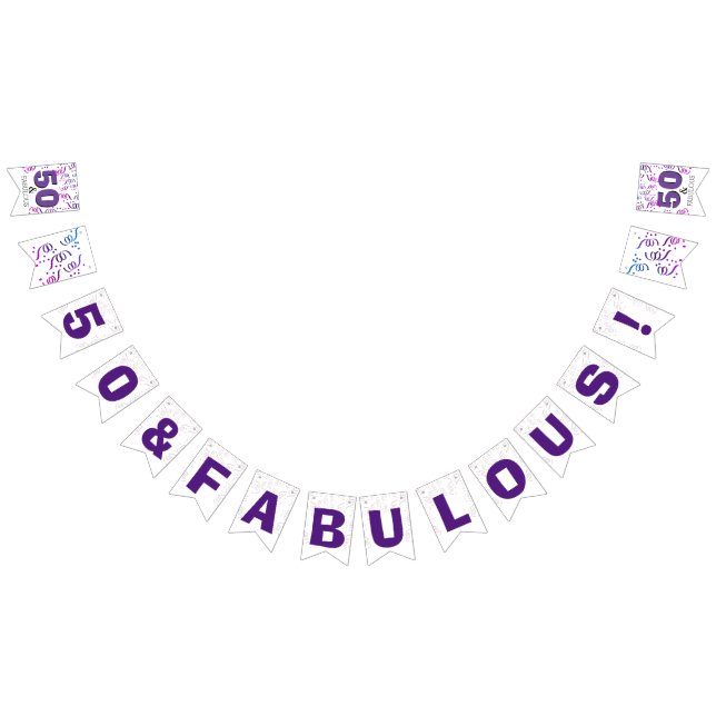 Black Purple | 50th Birthday Party Bunting (All)