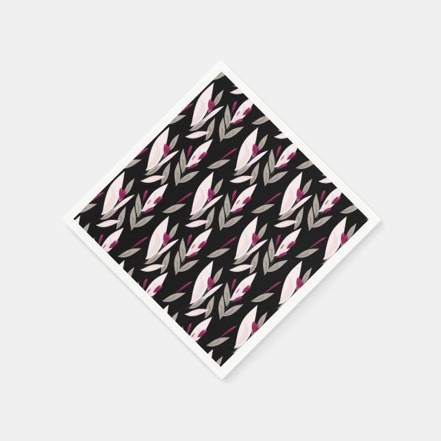 Black purple abstract red retro flower pattern napkin (Corner)