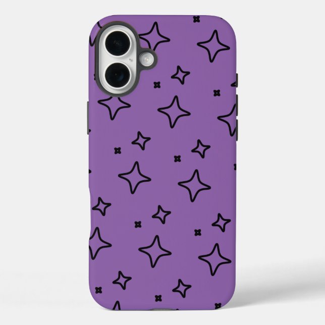 Black Purple Aesthetic Stars Pattern Case-Mate iPhone Case (Back)