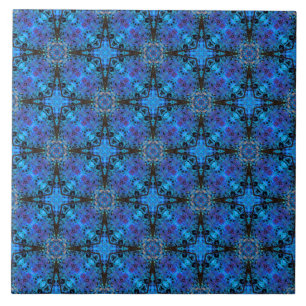 Black, Purple, and Blue Moroccan Stars Pattern Tile