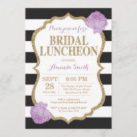 Black Purple and Gold Bridal Luncheon Invitation