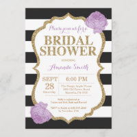 Black Purple and Gold Bridal Shower Invitation