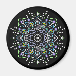 Black, Purple and Green Mandala  Magnet