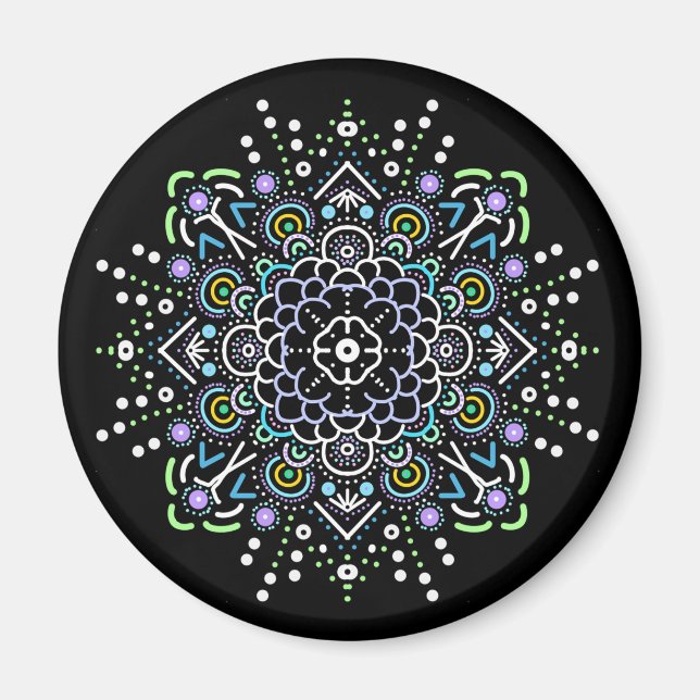 Black, Purple and Green Mandala  Magnet (Front)