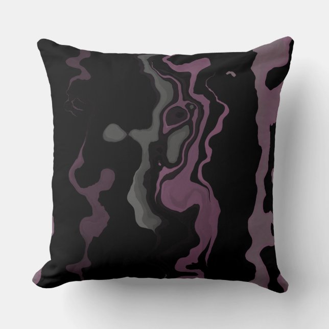 Black, purple and grey abstract cushion (Front)