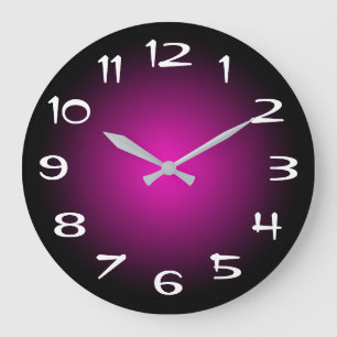 Black Purple and Hot Pink Radial Gradient Large Clock