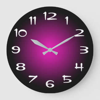 Black Purple and Hot Pink Radial Gradient Large Clock