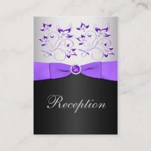 Black, Purple, and Silver Reception Enclosure Card
