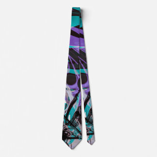 Black Purple and Teal Paint Strokes Tie
