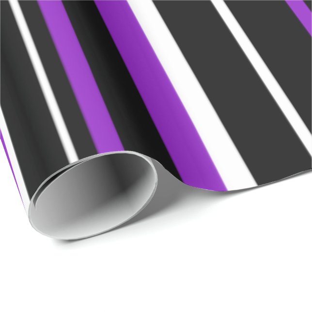 Black, Purple, and White Stripe Wrapping Paper (Roll Corner)