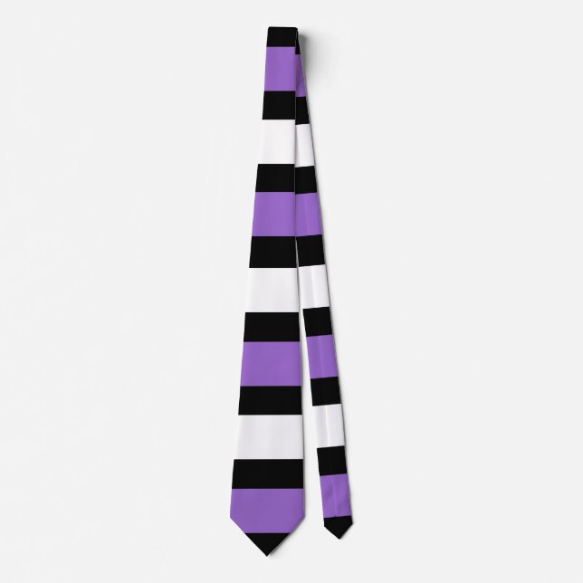 Black, Purple and White Stripes Tie (Front)