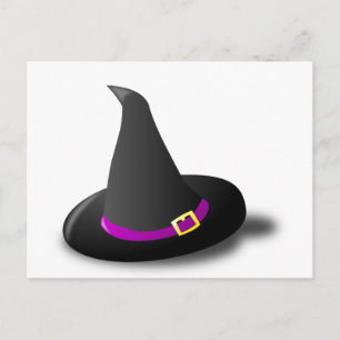Black, Purple, and Yellow Witch Hat with Bent Tip Postcard