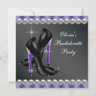 Black Purple Bachelorette Party Invitation