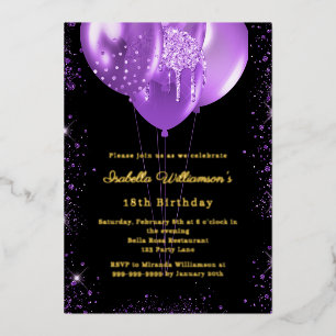 Black purple balloons birthday gold