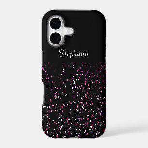 Black Purple Blue Glitter Monogram Name Cute