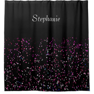 Black Purple Blue Patterns Name Girls Baby Nursery Shower Curtain