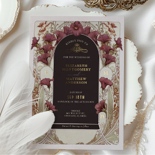 Black Purple Calla Lily Wedding Art Nouveau Mucha