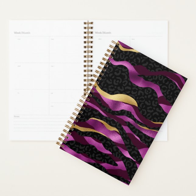 Black Purple Cheetah Leopard Black Pattern Planner (Display)