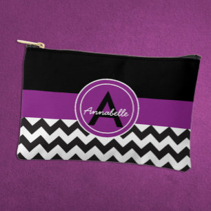 Black Purple Chevron Accessory Pouch