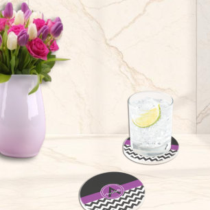 Black Purple Chevron Coaster