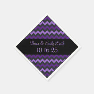 Black purple chevron customisable paper napkins