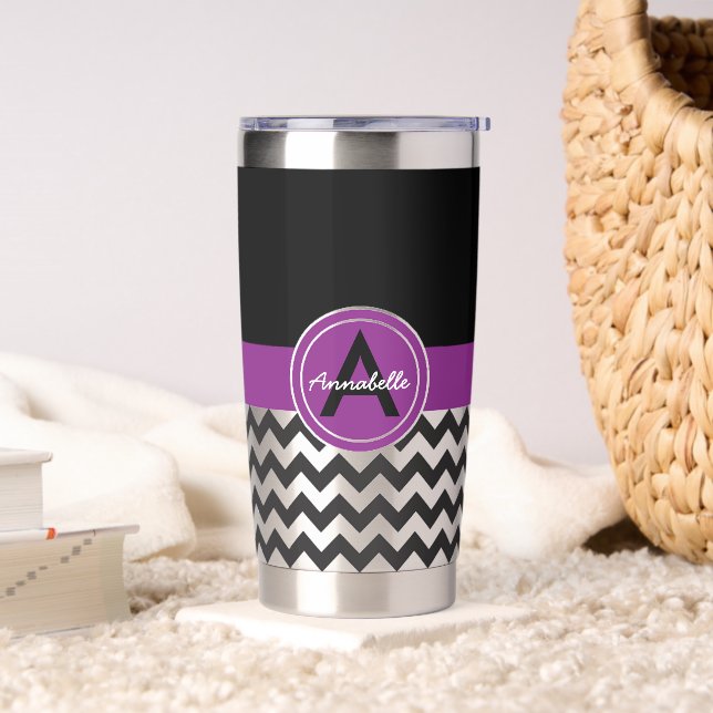 Black Purple Chevron Insulated Tumbler (Living Room)