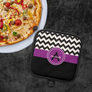 Black Purple Chevron Pot Holder