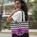 Black Purple Chevron Tote Bag<br><div class="desc">Black purple chevron all over print tote bag</div>