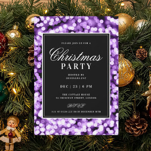 Black & Purple Christmas Glam Lights Holiday Party Invitation