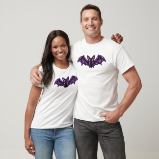 Black Purple Chrome Balloon Bat Halloween Graphic T-Shirt