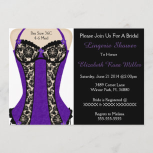 Black & Purple Corset Lingerie Shower Invite