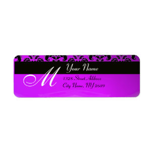 BLACK PURPLE  DAMASK MONOGRAM