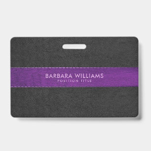 Black & Purple Faux Leather ID Badge