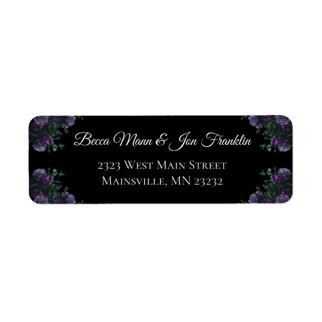 Black Purple Floral Elegant Wedding Gothic (Front)