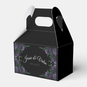 Black Purple Floral Elegant Wedding Gothic Favour Box