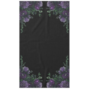 Black Purple Floral Elegant Wedding Gothic Tablecloth