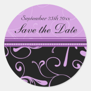 Black & Purple Floral Save the Date Envelope Seals