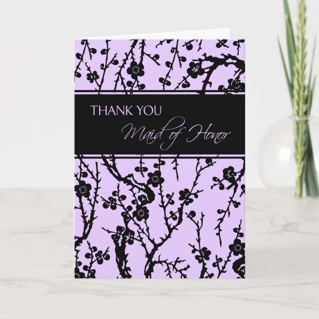 Black & Purple Floral Thank You Maid of Honour Car (Front)