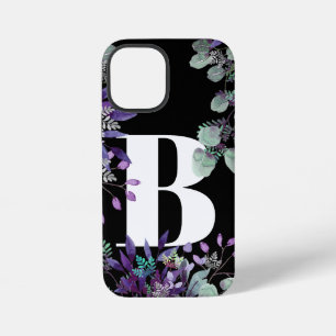 BLACK PURPLE FLORAL TYPOGRAPHY CUSTOM iPhone 12 MINI CASE