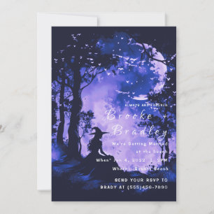 Black & Purple Forest Silhouette Wedding Invitation