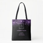 Black purple glitter business logo beauty salon
