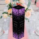 Black purple glitter elegant birthday wine box<br><div class="desc">A classic black background. Decorated with purple faux glitter.  Personalise and add a name,  age and the date.</div>