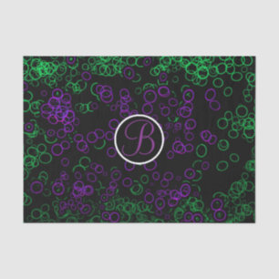 Black Purple Glow Circles Monogram Letter Initial Tissue Paper