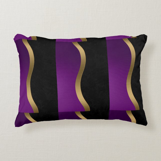 Black Purple Gold Decorative Cushion (Front)