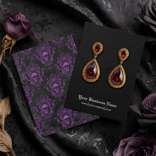 Black Purple Gothic Skulls Halloween Earring Card