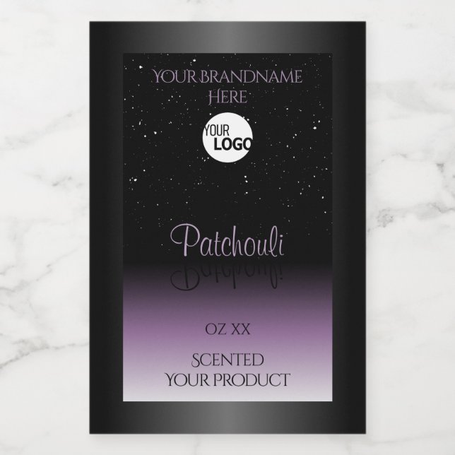 Black Purple Gradient Product Labels Glitter Logo (Single Label)