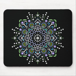 Black, Purple, Green and Blue Mandala Mouse Mat