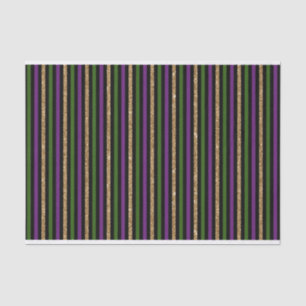 BLACK PURPLE GREEN GOLD MARDI GRAS STRIPES TISSUE PAPER
